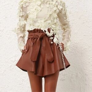 Zimmermann lamb skinleather shorts